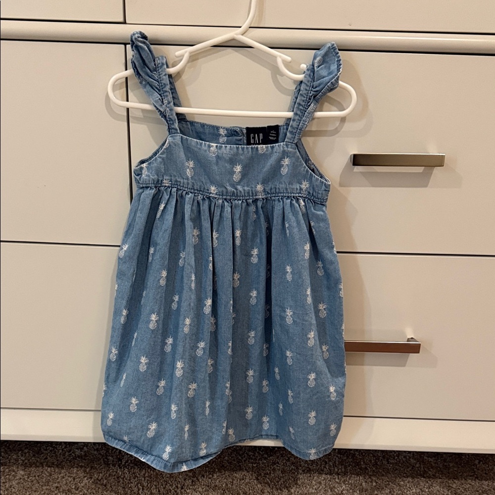 GAP Light Blue Dress with Pineapple Pattern - 3T